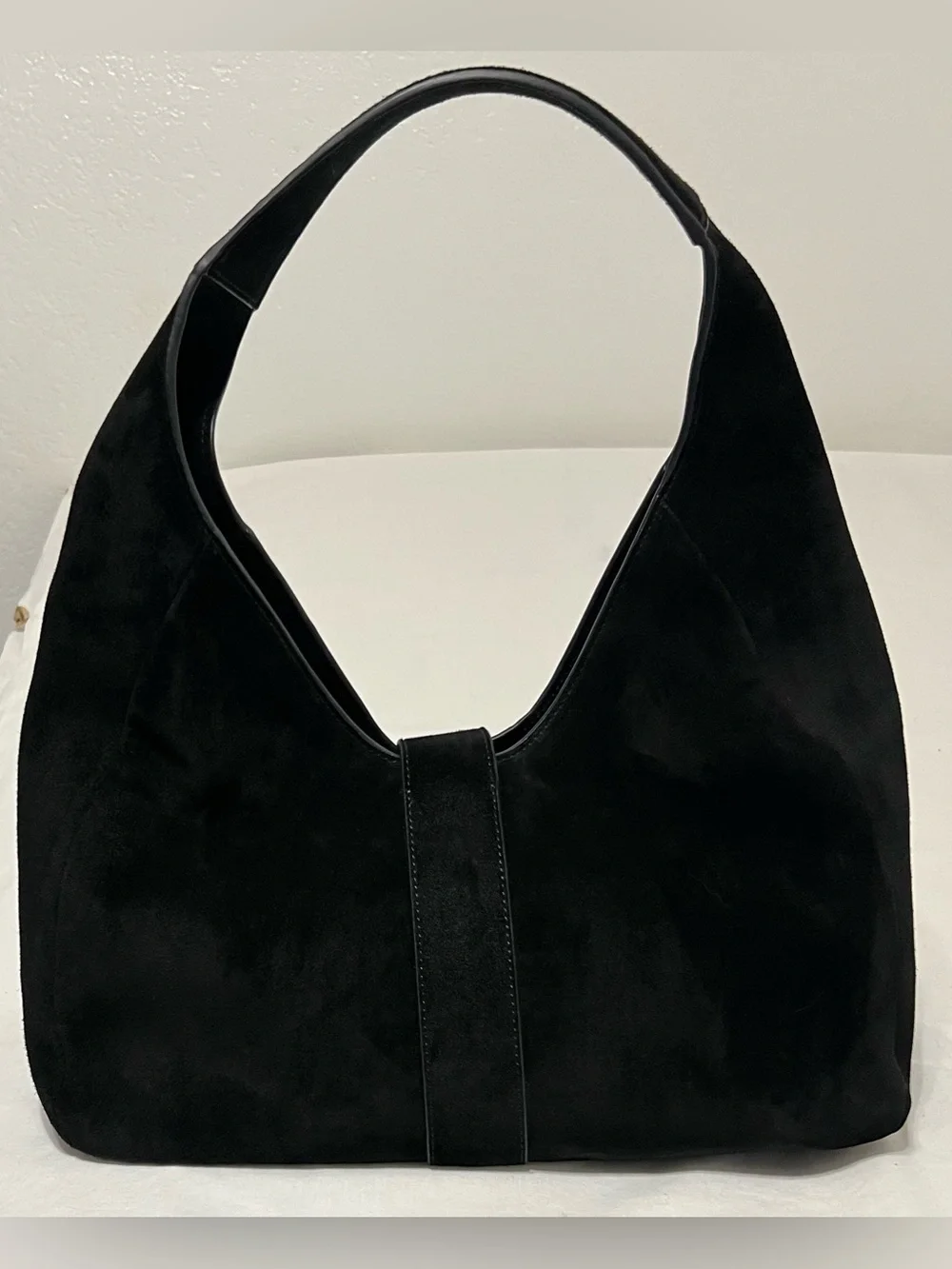 Anine Bing Black Suede Hobo Shoulder Bag Gold Hardware Quiet Luxury